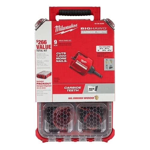 Milwaukee Tools Milwaukee BIG HAWG 9-Piece Carbide Hole Saw Set PACKOUT Kit 49-56-9295 - Image 3
