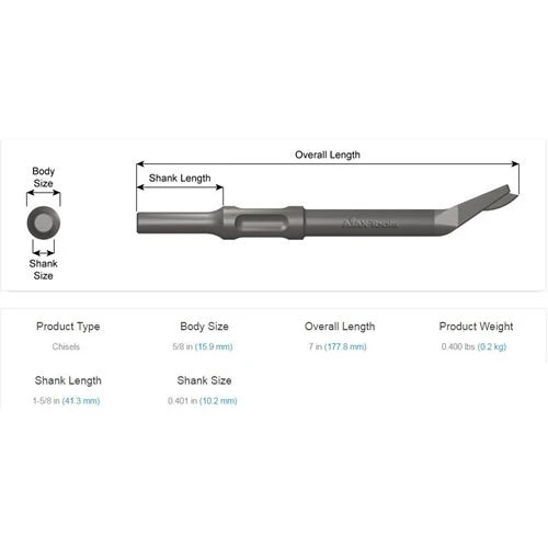 Ajax Tools Ajax Claw Ripper Edging Tool Air Hammer Chisel .401 Shank A3105 - Image 2