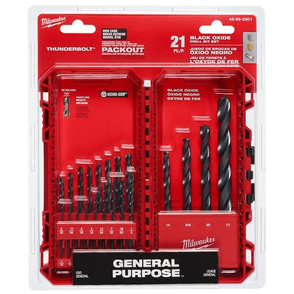 Milwaukee Tools Milwaukee THUNDERBOLT® Black Oxide Drill Bit Set - 21PC 48-89-2801 4 Milwaukee Tools Milwaukee THUNDERBOLT® Black Oxide Drill Bit Set - 21PC 48-89-2801 - Image 2