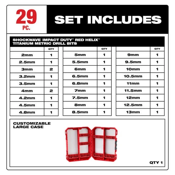 Milwaukee Tools Milwaukee SHOCKWAVE Impact Duty™ RED HELIX™ Titanium Metric Drill Bit Set - 29PC 48-89-4862 - Image 3