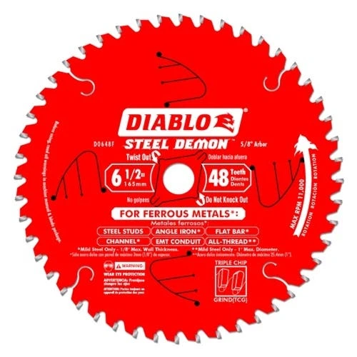Freud Diablo Blades Freud Diablo 6-1/2" 48 Tooth Steel Demon Metal Cutting Saw Blade D0648CFX"