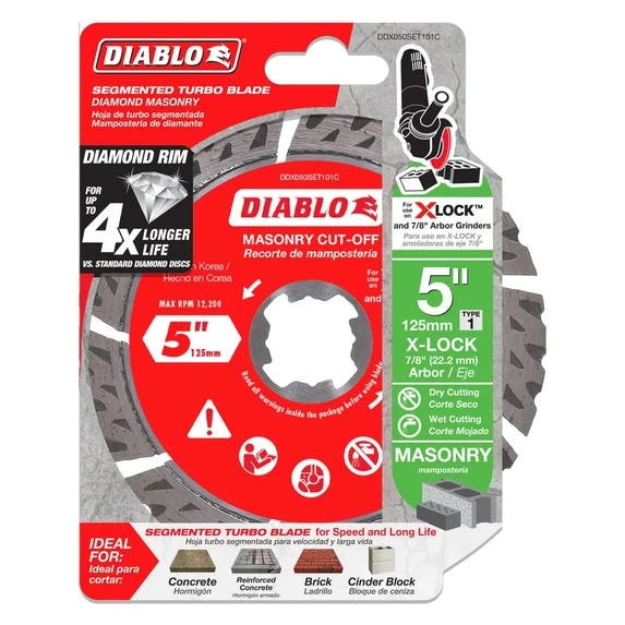 Freud Diablo Blades Diablo 5 In. Diamond Segmented Turbo Masonry Cut-Off With X-LOCK Arbor DDX050SET101C - Image 2
