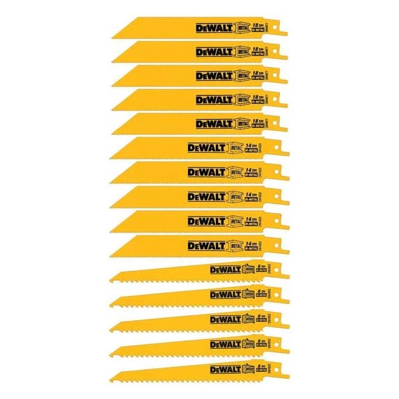 DeWalt Power Tools DeWalt 15 Piece Bi-Metal Reciprocating Saw Blade Case Set Kit DW4890