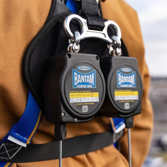 Werner Ladders & Fall Protection Werner Bantam Twinleg 8' Cable Leading Edge Self-Retracting Galvanized Steel Lifeline W/ Steel Swivel Snap Hook R413008LE - Image 2