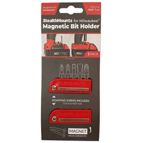 Stealthmounts Bit Holder For Milwaukee M18 (2 Pack) BH-MW18-RED-2
