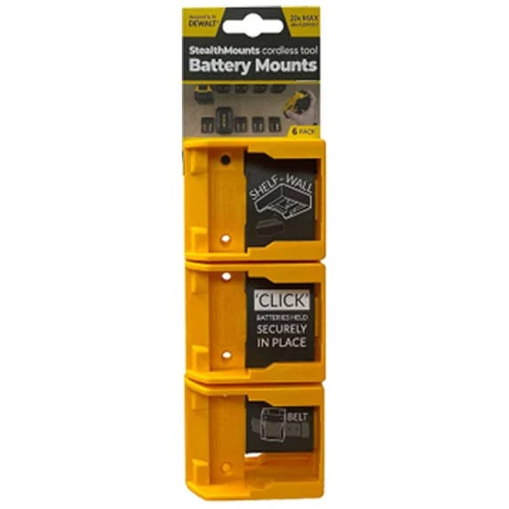 Stealthmounts DeWalt Battery Mounts 20v/60v (6 Pack) BM-DW20-YLW-6